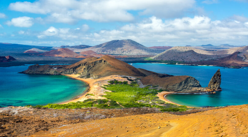 2.4.View of two beaches on Bartolome Island in the Galapagos Islands