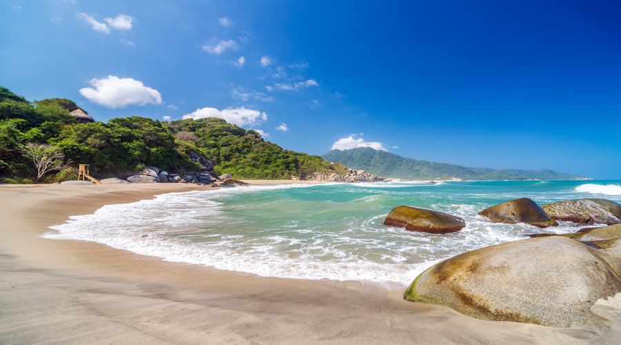 Deserted-beach-in-Tayrona-National-Park-in-Colombia