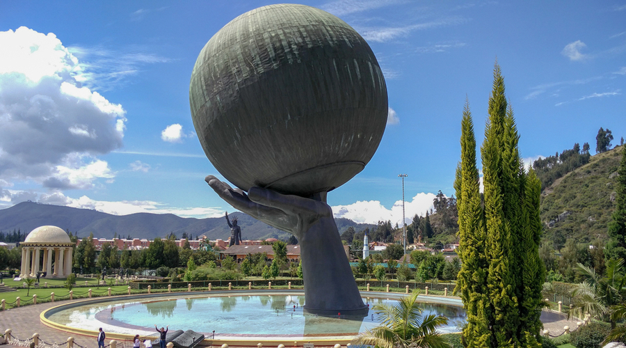 Hand-holding-the-world-in-the-family-amusement-park-named-Duque-built-in-1983-in-Bogota