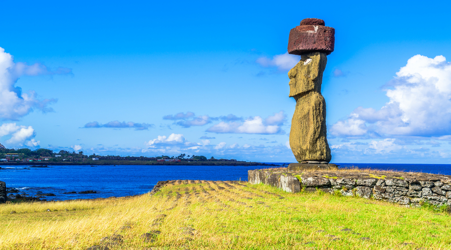 Moai at Ahu Ko Te Riku in Tahat Archaeological Complex Easter Island, Chile