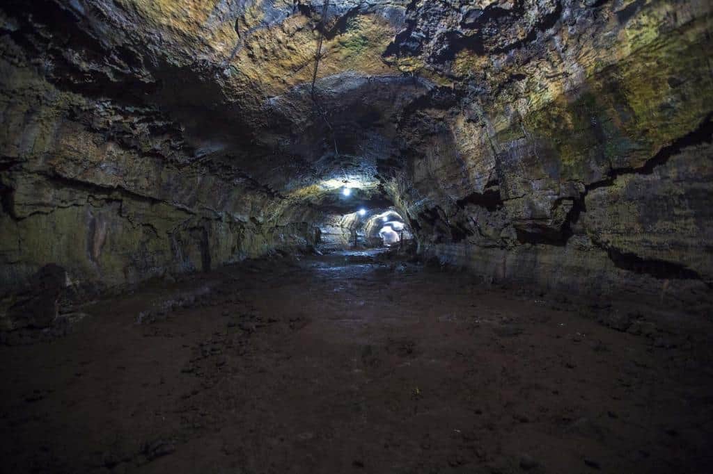 Interior of a lava tube near Puerto Ayora on Isla Santa Cruz Island. Galapagos