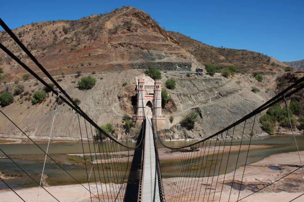 suspension bridge in bolivia near sucre