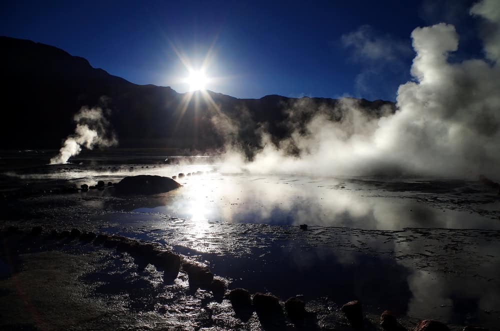 El Tatio geysers at sunrise, Chile