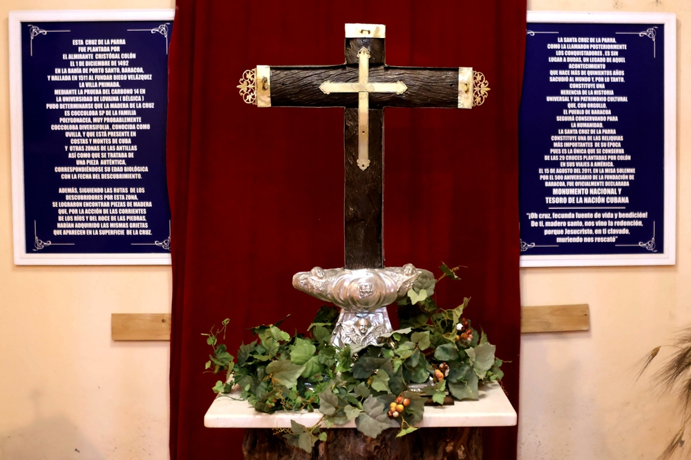 Cruz-de-la-Parra-wooden-cross-erected-by-Columbus.-Located-in-the-cathedral-of-Baracoa-Cuba