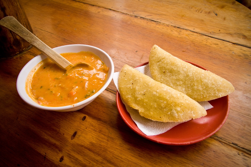 Delicious ground white corn pastry or empanada de morocho, typical ecuadorian food