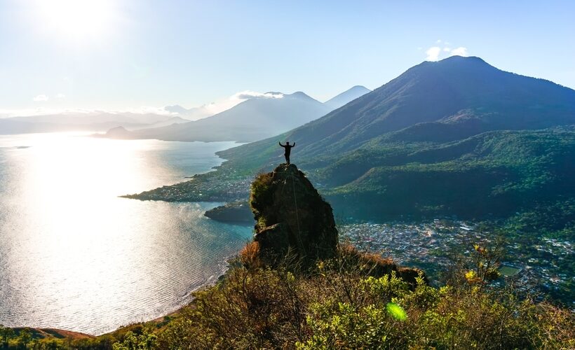 Climber,On,A,Giant,Rock,And,Beautiful,Landscape,,Indian,Nose