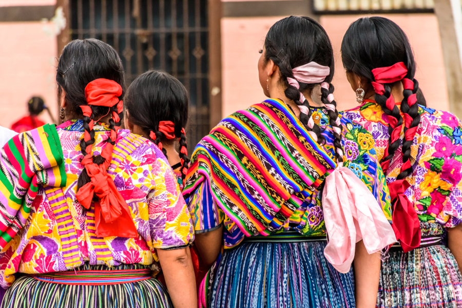 Rear-view-of-Guatemalan-folk-dancers-in-indigenous-costume-perform-in Antigua